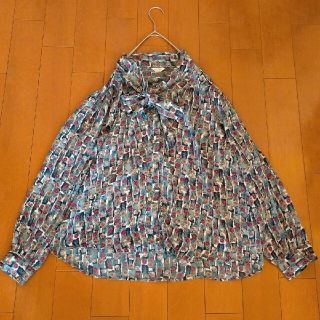 サンタモニカ(Santa Monica)の古着屋 OLD vintage ボウタイリボン 花柄 シフォン ブラウス(シャツ/ブラウス(長袖/七分))