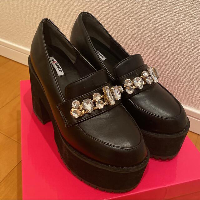 ☆大人気商品☆ attagirl ビジューベルト厚底ローファー Mサイズ アタガール 厚底 ローファー 地雷系 ビジューバックル ブラック L Lサイズ