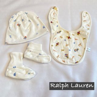 ラルフローレン(Ralph Lauren)の【1度のみ着用】ラルフローレン　スタイ　帽子　靴下　セット　ベビー(ベビースタイ/よだれかけ)