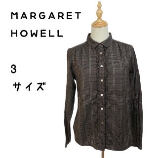 マーガレットハウエル(MARGARET HOWELL)のマーガレットハウエル 3 L チェック シャツ ブラウン 長袖(シャツ/ブラウス(長袖/七分))