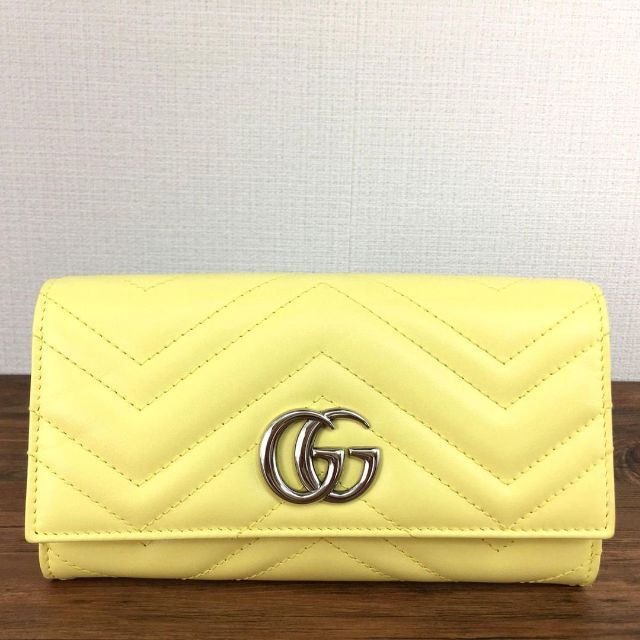 極美品 GUCCI 長財布 443436 黄色 マーモント 414