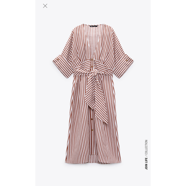 ZARA(ザラ)の【新品】ZARA ストライプ柄シャツワンピース XS レディースのワンピース(ロングワンピース/マキシワンピース)の商品写真