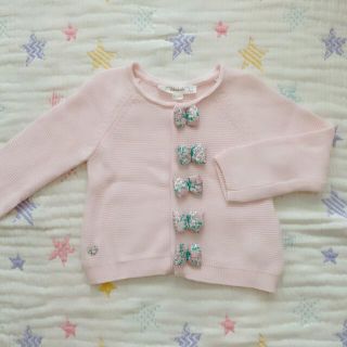 プチバトー(PETIT BATEAU)の☆美品☆Chateau de sable(シャトードサーブル)リボンカーディガン(カーディガン/ボレロ)