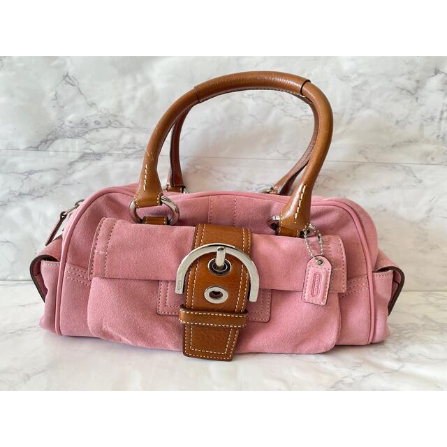 コーチ coach ハンドバッグ スエード ピンク ショルダーバッグ 美品