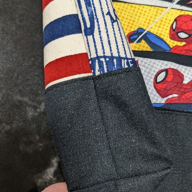 スパイダーマン　パッチワーク　レッスンバッグ ハンドメイドのキッズ/ベビー(バッグ/レッスンバッグ)の商品写真