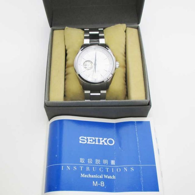 SEIKO プレサージュ 4R38-00S0 M-8 AT SS 裏スケ白文字盤