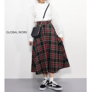 グローバルワーク(GLOBAL WORK)のGLOBAL WORK  TRチェックフレアスカート　レディースM(ロングスカート)