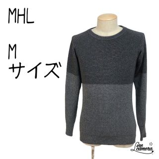 MHL毛100%薄手グレーデザインセーター