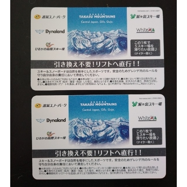 TAKASU MOUNTAINS PASS　2枚スキー場
