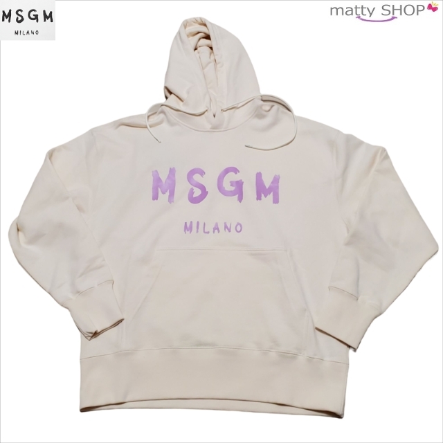 5 MSGM パーカープルオーバー ベージュ ロゴ メンズ S 新品