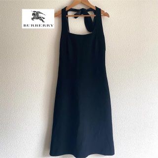 バーバリーブルーレーベル(BURBERRY BLUE LABEL)の【美品】BURBERRY BLUELABEL 膝丈ワンピース 黒 リボン (ひざ丈ワンピース)