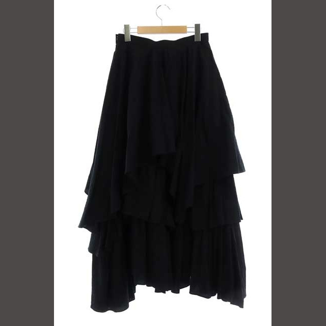 ENFOLD(エンフォルド)のエンフォルド ティアードSKIRT スカート ロング フレア 38 黒 ブラック レディースのスカート(ロングスカート)の商品写真