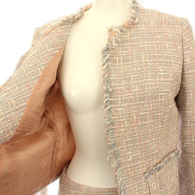 ESTNATION(エストネーション)のエストネーション スーツ セット ツイード スカート ジャケット 36 ピンク レディースのフォーマル/ドレス(スーツ)の商品写真