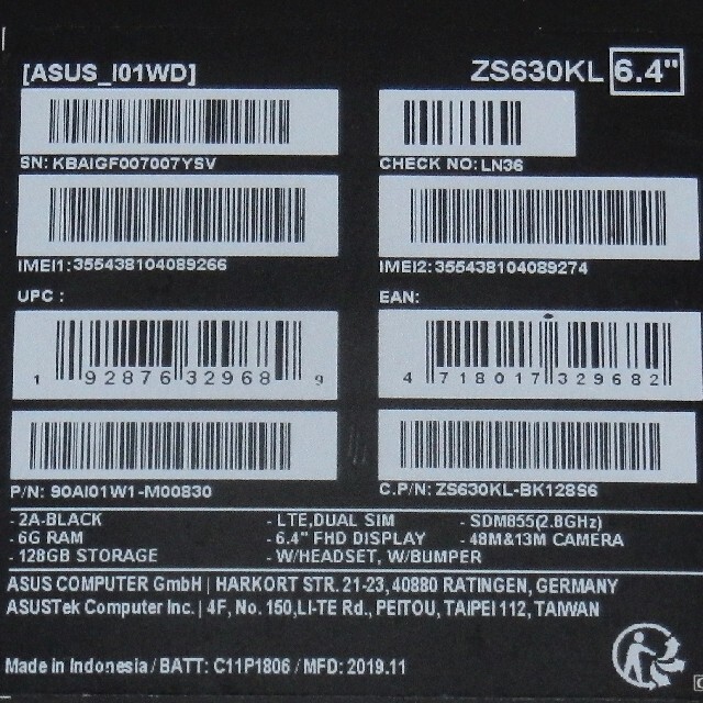 SIMフリー ASUS Zenfone 6 (ZS630KL) 6