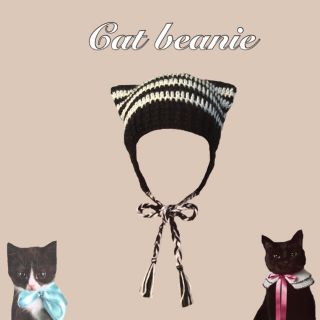 グリモワール(Grimoire)のハンドメイド　猫耳ニット帽　猫耳帽子　耳当て付き(帽子)