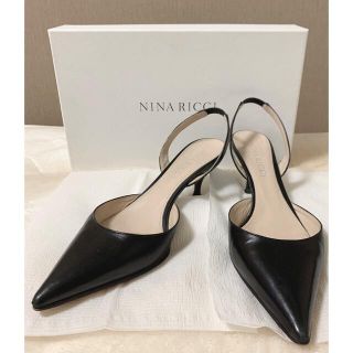 ドゥーズィエムクラス(DEUXIEME CLASSE)のプリン様お取り置き　NINA RICCI バックストラップ パンプス 黒 36(ハイヒール/パンプス)