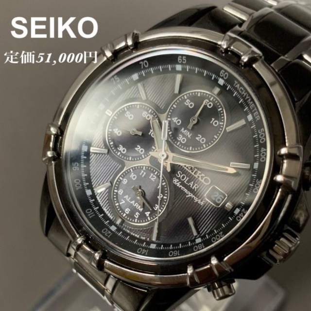 【新品】セイコー SEIKO ソーラー クロノグラフ 逆輸入腕時計 メンズ