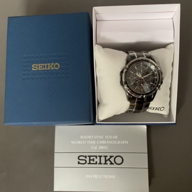 【新品】セイコー SEIKO ソーラー クロノグラフ 逆輸入腕時計 メンズ