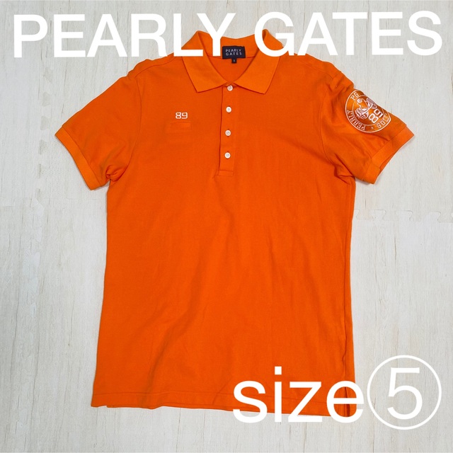 パーリーゲイツ メンズ ポロシャツ 半袖 5 L オレンジ シャツ トップス ポロシャツ