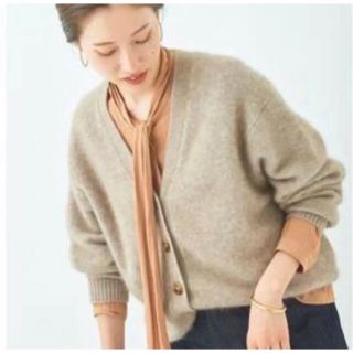 プラージュ(Plage)の美品　plage Cashmere Mix Furカーディガン　ベージュ(カーディガン)