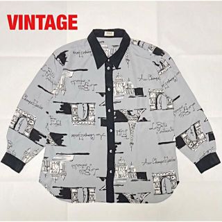 アートヴィンテージ(ART VINTAGE)の【人気】VINTAGE　デザインシャツ　総柄シャツ　イラスト　フランス　世界遺産(シャツ)