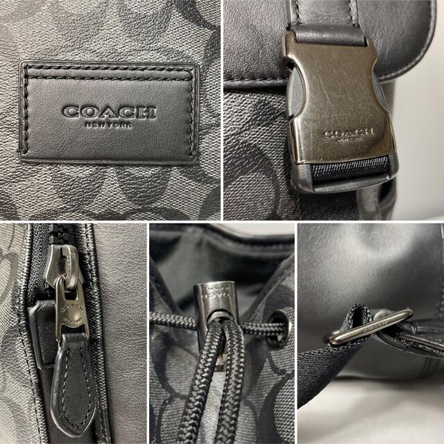 COACH(コーチ)の美品　COACH　リュック　バックパック　シグネチャー　PVCカーフレザー　黒 メンズのバッグ(バッグパック/リュック)の商品写真