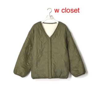 ダブルクローゼット(w closet)のボア キルティング リバーシブルブルゾン(ノーカラージャケット)