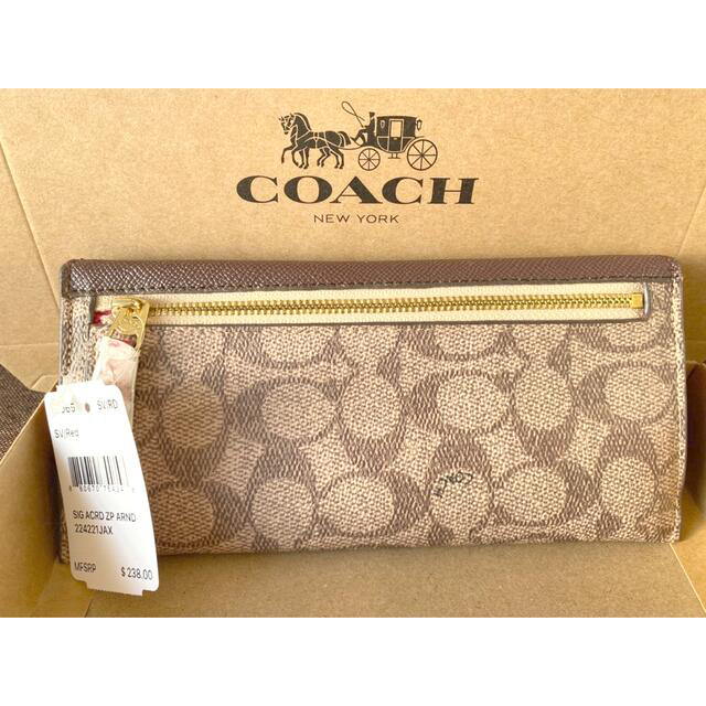 COACH(コーチ)のCOACH 長財布 カラーブロック コーテッド キャンバス ピンク ブラウン メンズのファッション小物(長財布)の商品写真