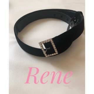 ルネ(René)のRene  上品なブラックベルベット細ベルト(ベルト)