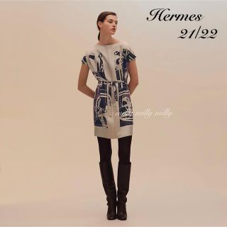 エルメス(Hermes)のご成約済みです✴︎新品タグ【HERMES】2021-22ツイルレーヌワンピース(ひざ丈ワンピース)