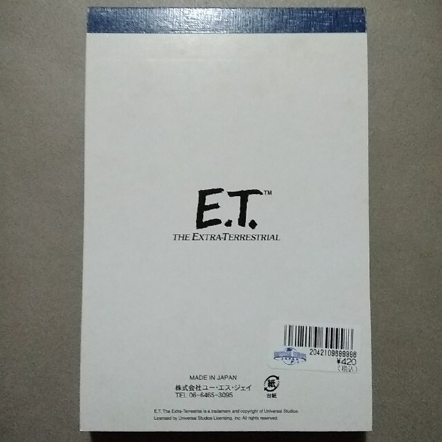 USJ(ユニバーサルスタジオジャパン)の未使用・ステッカーシール付き【E・T】メモ帳 インテリア/住まい/日用品の文房具(ノート/メモ帳/ふせん)の商品写真