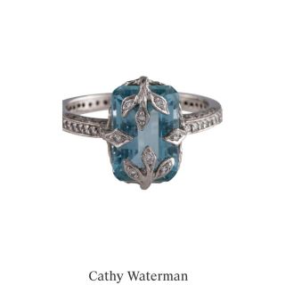 バーニーズニューヨーク(BARNEYS NEW YORK)のcathy waterman PTリング　アクアマリン　ダイヤ(リング(指輪))