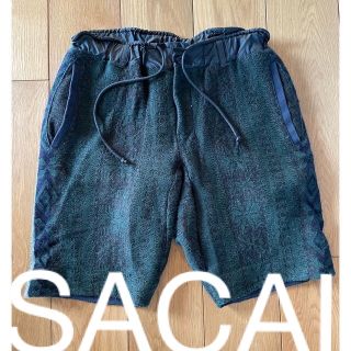 サカイ(sacai)のSACAI ニットトライバル柄ショートパンツ ダークグリーン サイズ２(ショートパンツ)