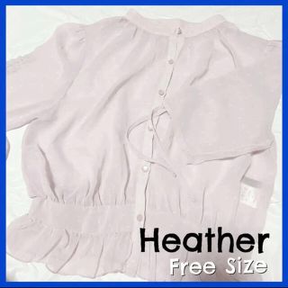 ヘザー(heather)の【匿名配送】Heather ヘザー カットソー ドット ピンク シアー(シャツ/ブラウス(半袖/袖なし))