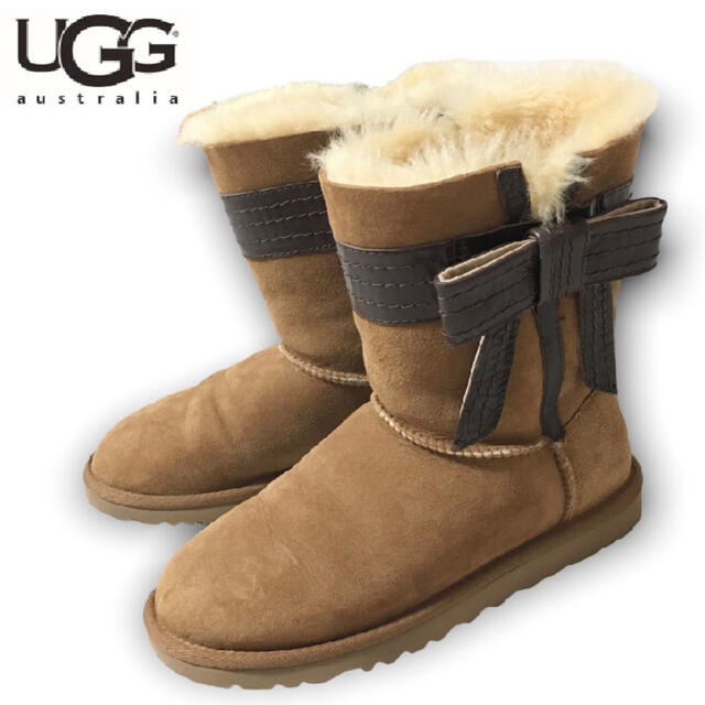 UGG - UGG アグ レザーリボン ムートンブーツ ブラウン 23.0cm レディースの通販 by YKshop｜アグならラクマ