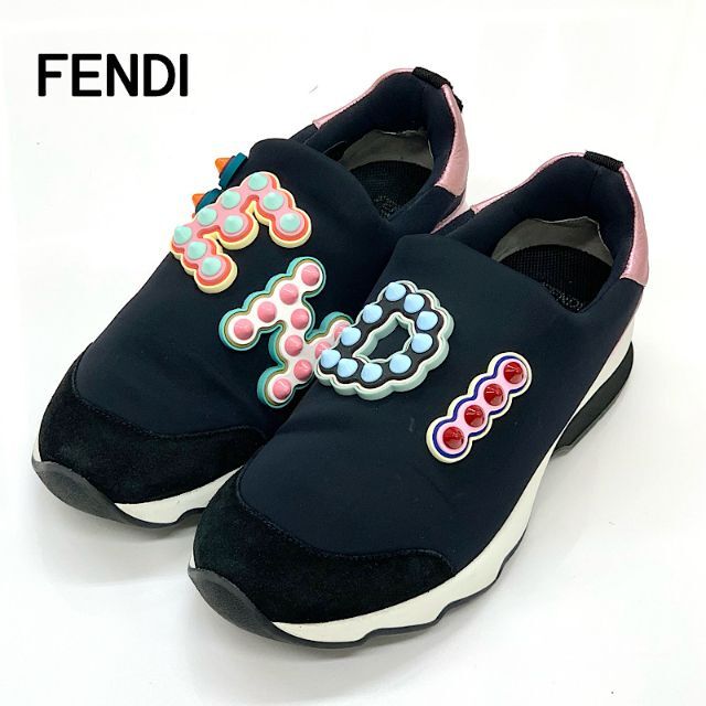 日本新作FENDI フェンディ バグズアイ スタッズ装飾 カモフラ スニーカー 靴