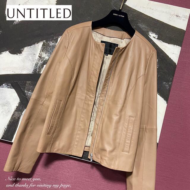 上品 UNTITLED ノーカラー レザージャケット Mサイズ 羊革 レザー