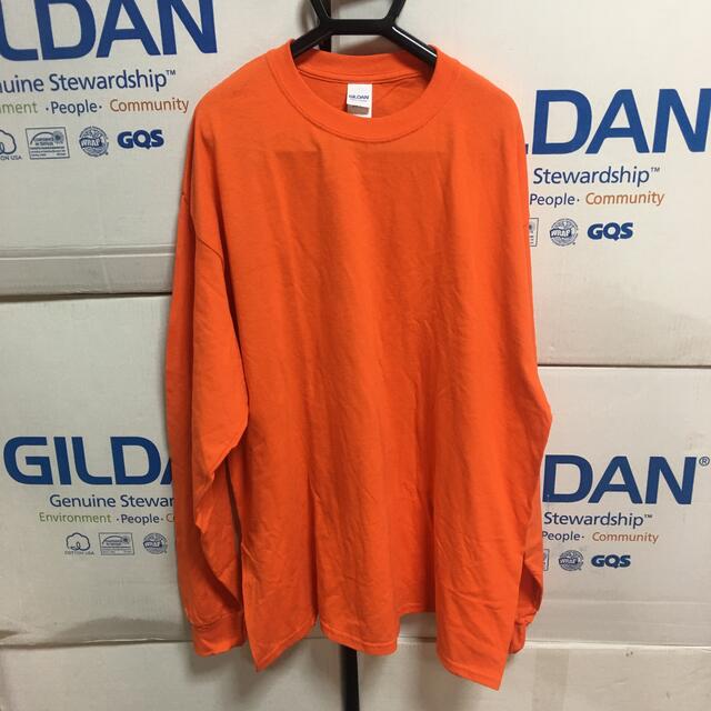 GILDAN(ギルタン)のGILDANギルダン☆ロンT☆長袖無地Tシャツ☆ポケット無し☆オレンジ☆Mサイズ メンズのトップス(Tシャツ/カットソー(七分/長袖))の商品写真