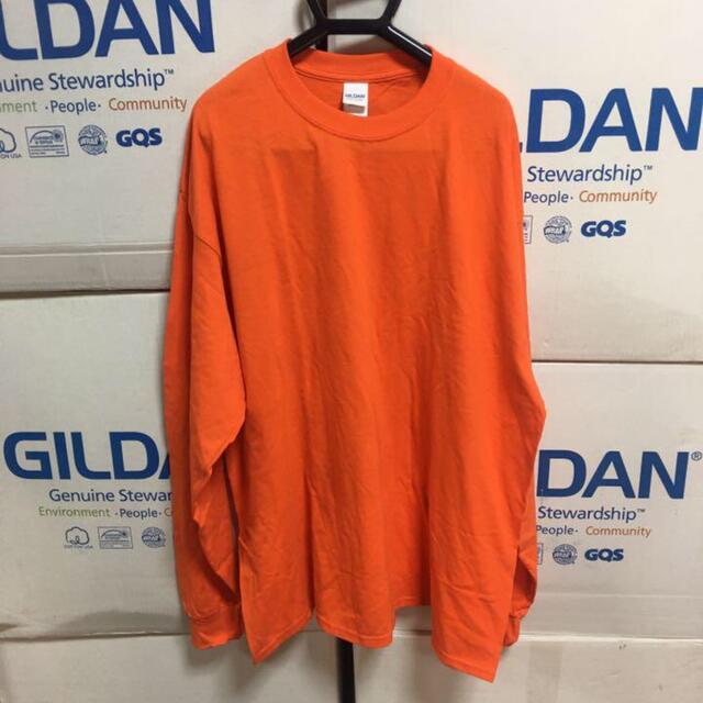 GILDAN(ギルタン)のGILDANギルダン☆ロンT☆長袖無地Tシャツ☆ポケット無し☆オレンジXLサイズ メンズのトップス(Tシャツ/カットソー(七分/長袖))の商品写真