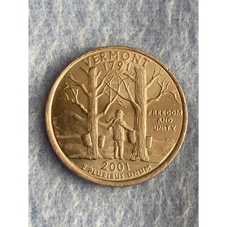 アメリカ25セント記念硬貨 Vermont 2001-4-D(貨幣)