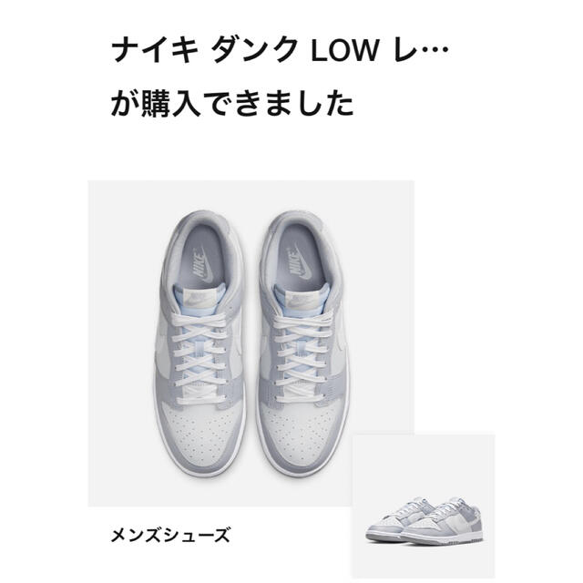 【Nike.com当選】NIKE DUNK LOW Grey 27.5 送料込み