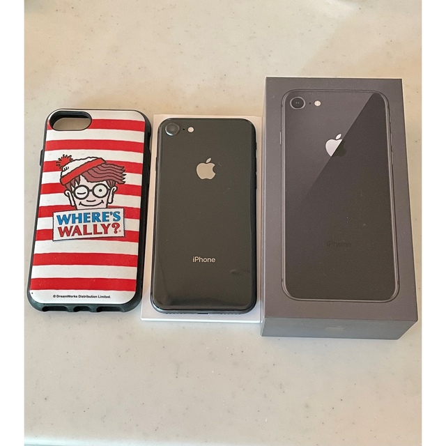 美品　Apple iPhone8 64G スペースグレー　SIMフリー　カバー付