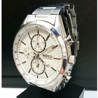 ワイアード(WIRED)の0179 SEIKO WIRED クロノ メンズ 腕時計 ホワイト シルバー(腕時計(アナログ))