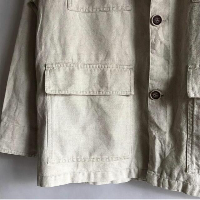 euro vintage cotton linen jacket アイボリー 2