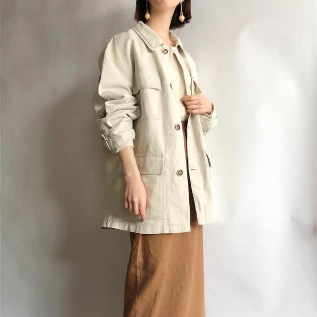 euro vintage cotton linen jacket アイボリー