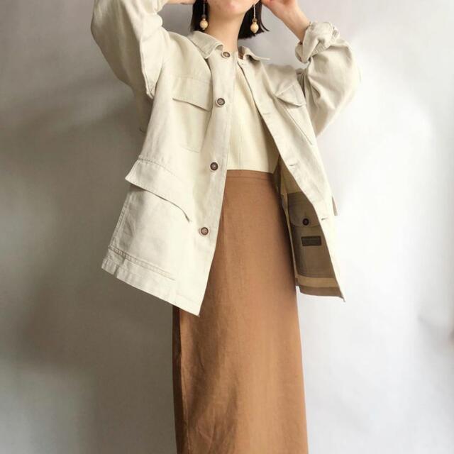 euro vintage cotton linen jacket アイボリー 6