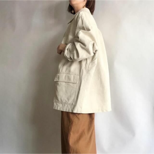 euro vintage cotton linen jacket アイボリー 8