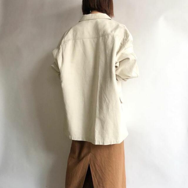 euro vintage cotton linen jacket アイボリー 9