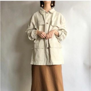 euro vintage cotton linen jacket アイボリー