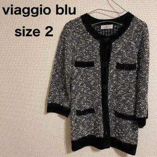 ビアッジョブルー(VIAGGIO BLU)の【美品】ビアッジョブルー　ツイード風ロングカーディガン　ウール混(カーディガン)